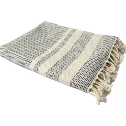 Navy And White Stripes Cotton Throw-Kirkland's Home Hot