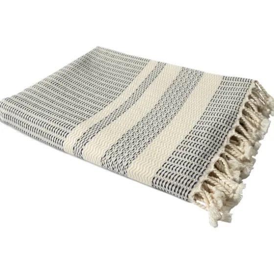 Navy And White Stripes Cotton Throw-Kirkland's Home Hot