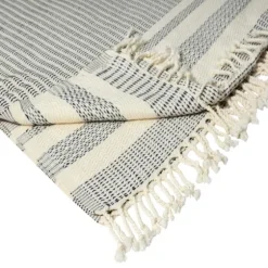Navy And White Stripes Cotton Throw-Kirkland's Home Hot