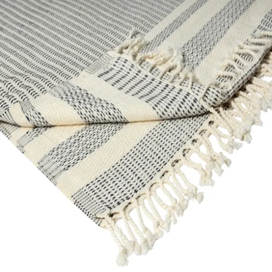 Navy And White Stripes Cotton Throw-Kirkland's Home Hot