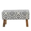 Navy And White Upholstered Scroll Bench-Kirkland's Home Shop
