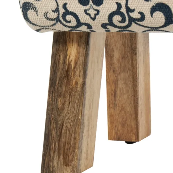 Navy And White Upholstered Scroll Bench-Kirkland's Home Shop
