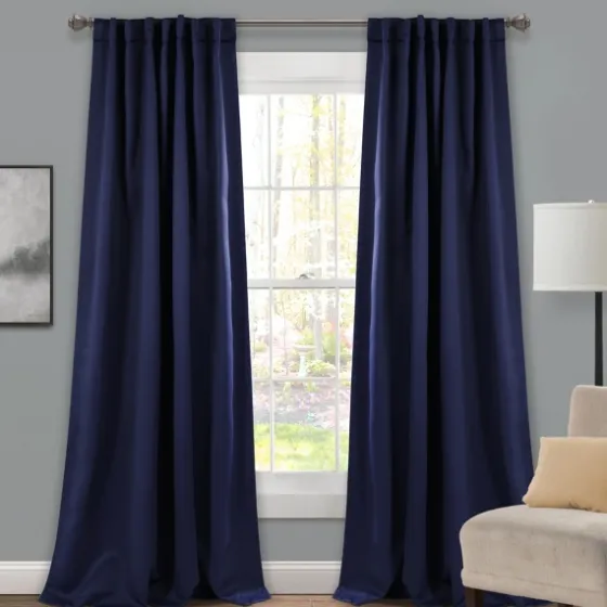 Navy Back Tab Blackout Curtain Panel Set, 84 In.-Kirkland's Home Store