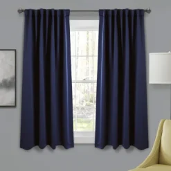 Navy Back Tab Blackout Curtain Panel Set, 63 In.-Kirkland's Home Best Sale