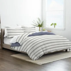 Navy Blue Echo Stripe 3-Pc. Queen Duvet Cover Set-Kirkland's Home Clearance