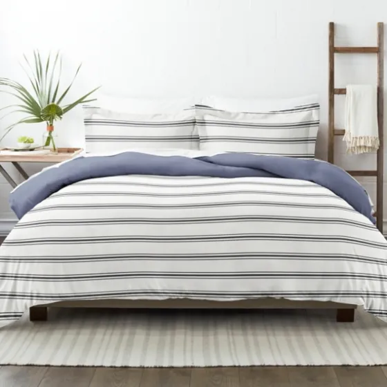 Navy Blue Echo Stripe 3-Pc. King Duvet Cover Set-Kirkland's Home Clearance