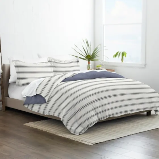 Navy Blue Echo Stripe 3-Pc. King Duvet Cover Set-Kirkland's Home Clearance
