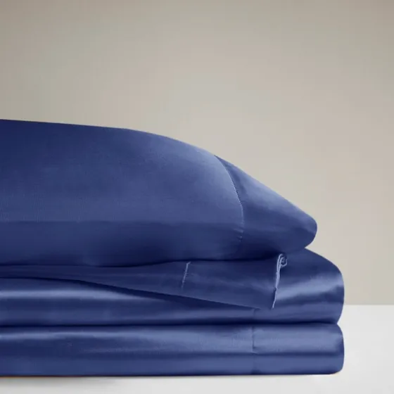 Navy Blue Satin 6-Pc. California King Sheet Set-Kirkland's Home Store