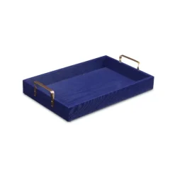 Navy Blue Wood Tray With Gold Handles-Kirkland's Home Cheap