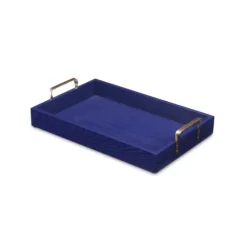 Navy Blue Wood Tray With Gold Handles-Kirkland's Home Cheap