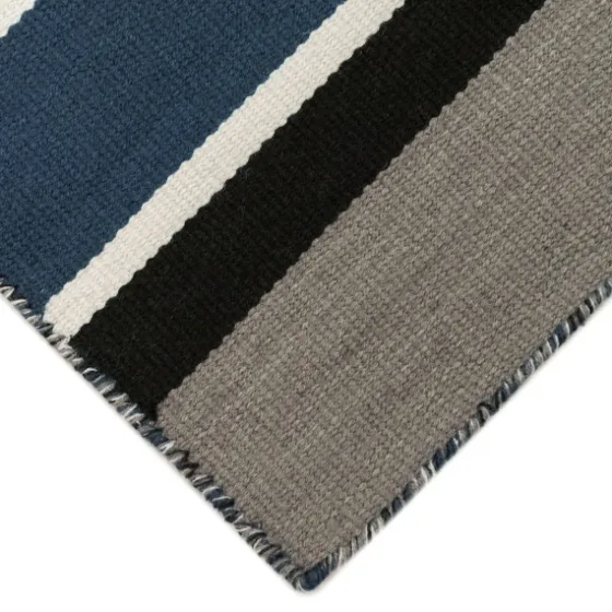 Navy Bold Stripe Indoor/Outdoor Area Rug, 5X7-Kirkland's Home Hot