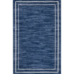 Navy Bordered Indoor/Outdoor Accent Rug, 2X4-Kirkland's Home Sale