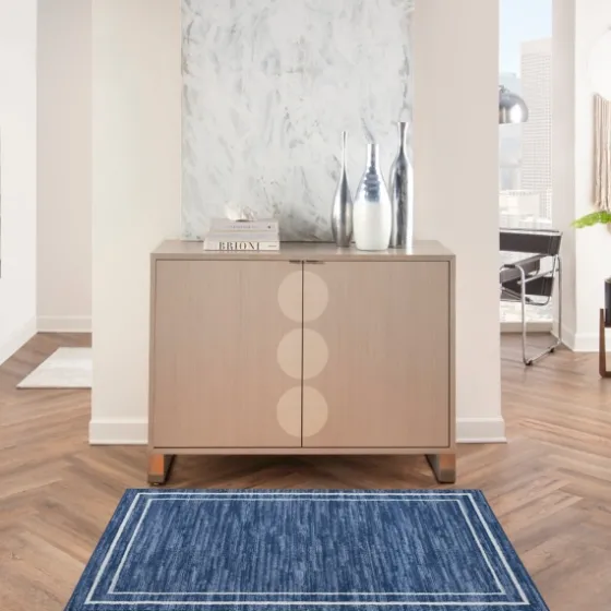 Navy Bordered Indoor/Outdoor Accent Rug, 2X4-Kirkland's Home Sale