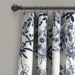 Navy Botanical Garden Curtain Panel Set, 95 In.-Kirkland's Home Sale