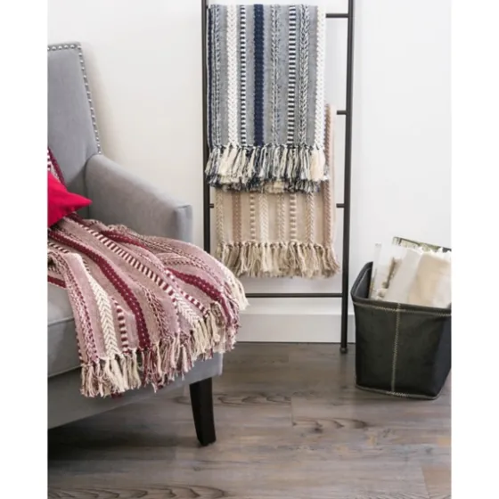 Navy Braided Stripe Throw-Kirkland's Home Cheap