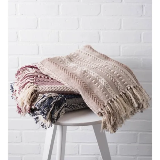 Navy Braided Stripe Throw-Kirkland's Home Cheap