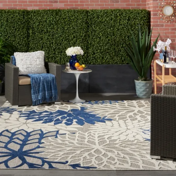 Navy Bright Floral Burst Outdoor Area Rug, 7X10-Kirkland's Home Cheap
