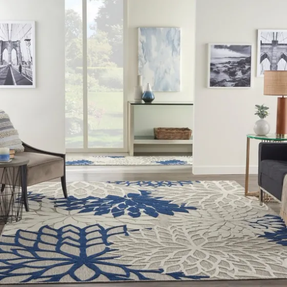 Navy Bright Floral Burst Outdoor Area Rug, 7X10-Kirkland's Home Cheap