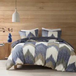 Navy Broken Chevron 3-Pc. Full/Queen Comforter Set-Kirkland's Home Sale