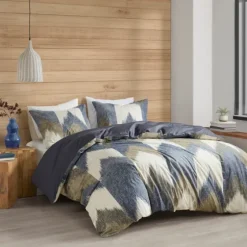 Navy Broken Chevron 3-Pc. Full/Queen Comforter Set-Kirkland's Home Sale