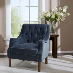 Navy Button Tufted Accent Chair-Kirkland's Home Outlet