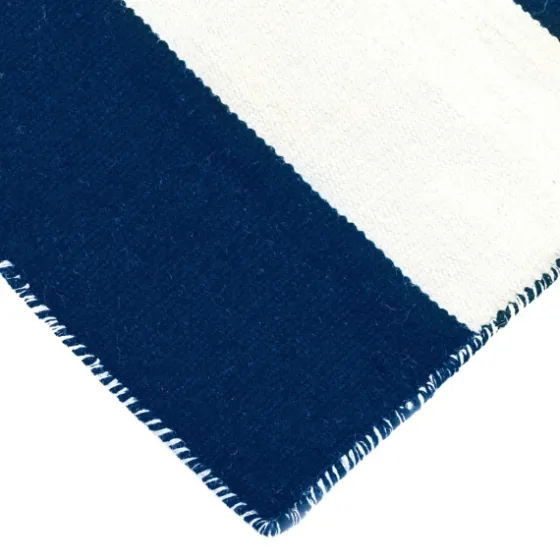 Navy Cabana Stripe Indoor/Outdoor Area Rug, 5X7-Kirkland's Home Clearance