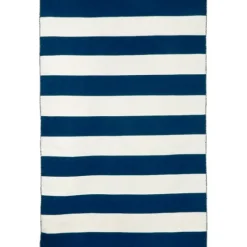 Navy Cabana Stripe Indoor/Outdoor Area Rug, 7X9-Kirkland's Home Best