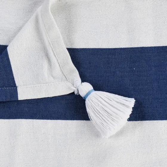 Navy Cabana Stripe Tassel Throw-Kirkland's Home Cheap