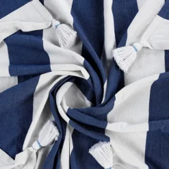 Navy Cabana Stripe Tassel Throw-Kirkland's Home Cheap