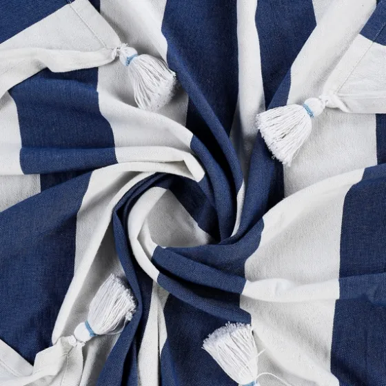 Navy Cabana Stripe Tassel Throw-Kirkland's Home Cheap