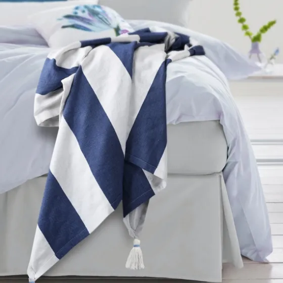 Navy Cabana Stripe Tassel Throw-Kirkland's Home Cheap