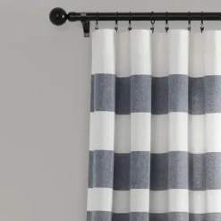 Navy Cape Cod Stripe Curtain Panel Set, 84 In.-Kirkland's Home Fashion