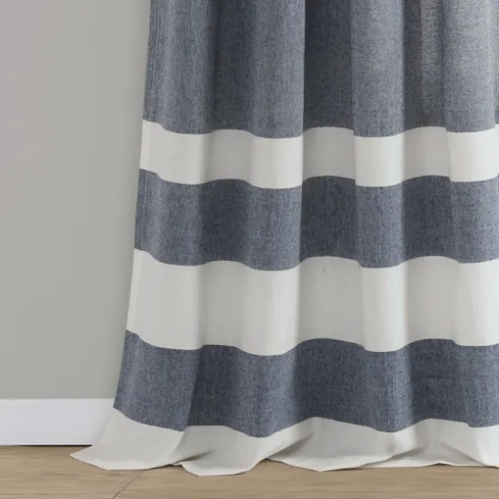 Navy Cape Cod Stripe Curtain Panel Set, 84 In.-Kirkland's Home Fashion