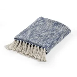 Navy Chambray Fringe Throw-Kirkland's Home Sale