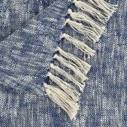 Navy Chambray Fringe Throw-Kirkland's Home Sale