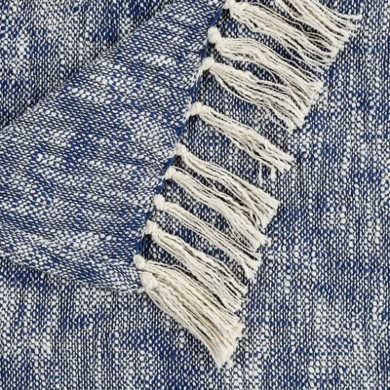 Navy Chambray Fringe Throw-Kirkland's Home Sale