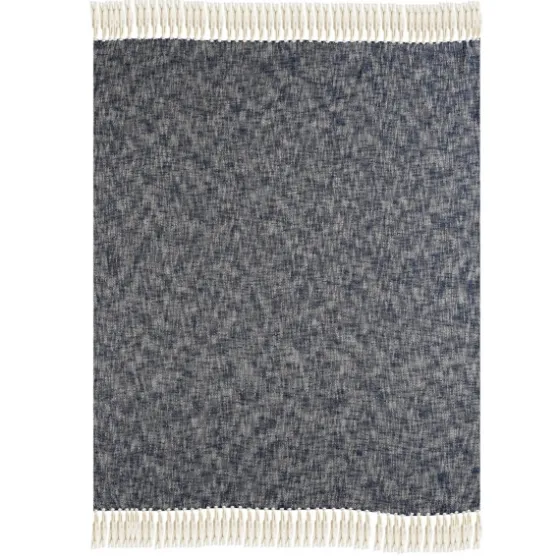 Navy Chambray Fringe Throw-Kirkland's Home Sale