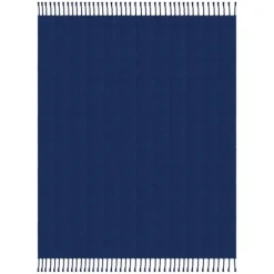Navy Checkered Weave Fringe Throw-Kirkland's Home Flash Sale