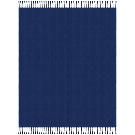 Navy Checkered Weave Fringe Throw-Kirkland's Home Flash Sale