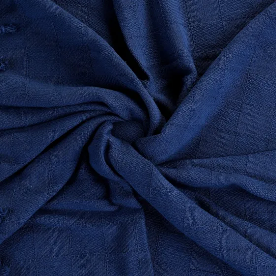 Navy Checkered Weave Fringe Throw-Kirkland's Home Flash Sale