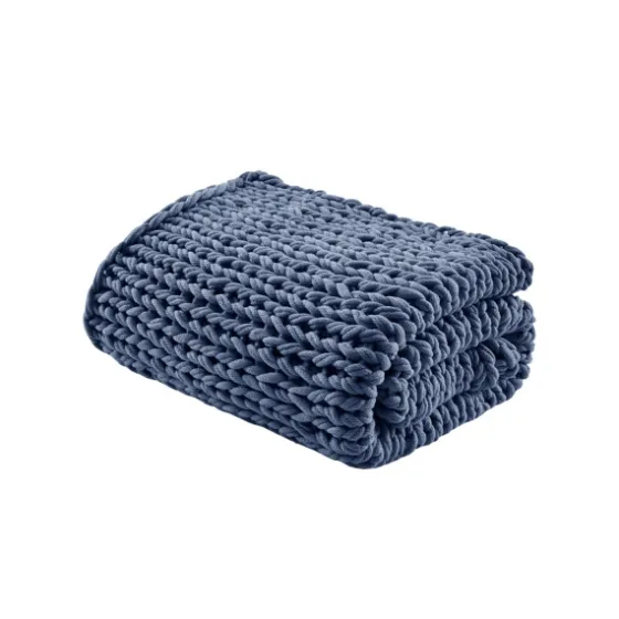 Navy Chunky Double Knit Cozy Throw-Kirkland's Home Sale