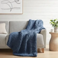 Navy Chunky Double Knit Cozy Throw-Kirkland's Home Sale