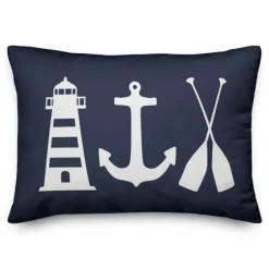 Navy Coastal Symbols Pillow-Kirkland's Home Clearance