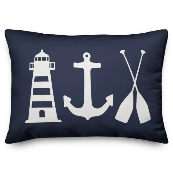 Navy Coastal Symbols Pillow-Kirkland's Home Clearance