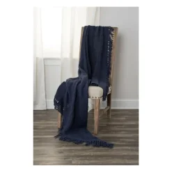 Navy Cotton Tassel Throw-Kirkland's Home Discount