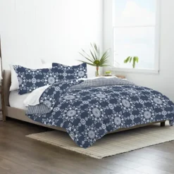 Navy Daisy Medallion King 3-Pc. Comforter Set-Kirkland's Home Flash Sale