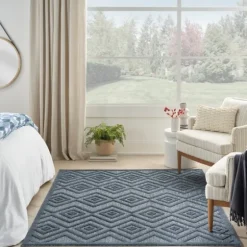 Navy Diamond Indoor/Outdoor Area Rug, 6X9-Kirkland's Home Sale