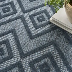 Navy Diamond Indoor/Outdoor Area Rug, 5X7-Kirkland's Home Shop
