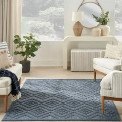 Navy Diamond Indoor/Outdoor Area Rug, 5X7-Kirkland's Home Shop