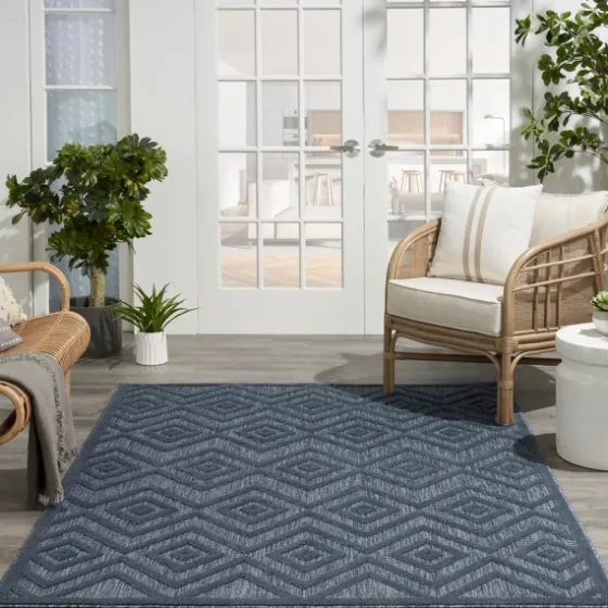 Navy Diamond Indoor/Outdoor Area Rug, 5X7-Kirkland's Home Shop